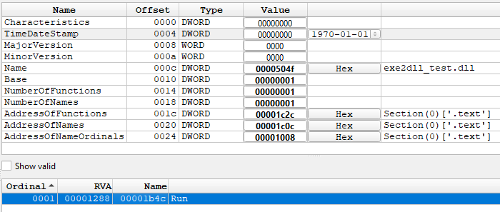 PE Reader view of the DLL