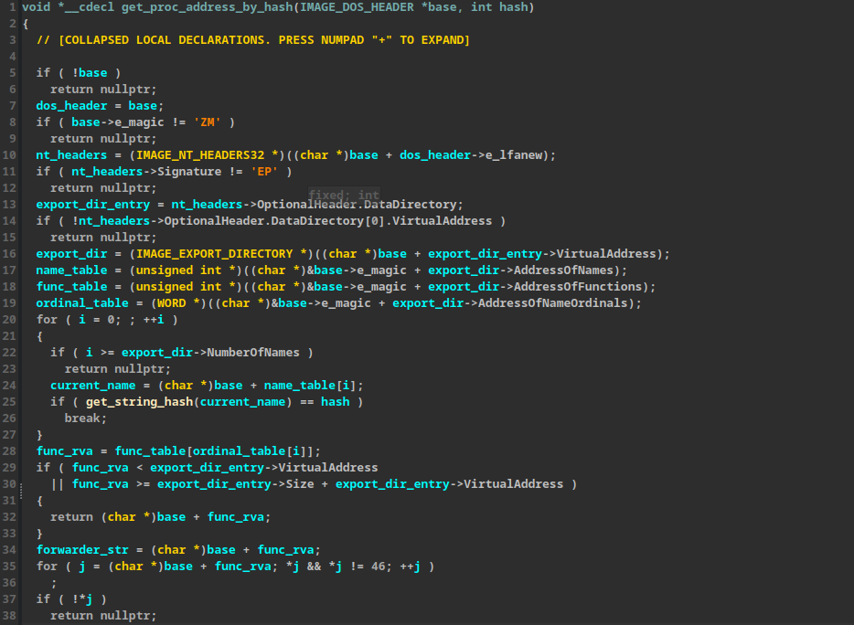 Get proc address by hash